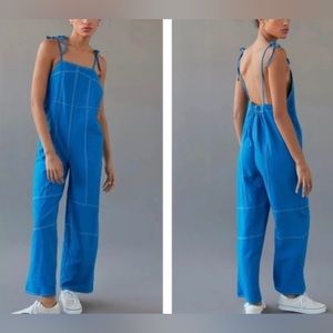 Urban Outfitters Harley linen blend backless overalls